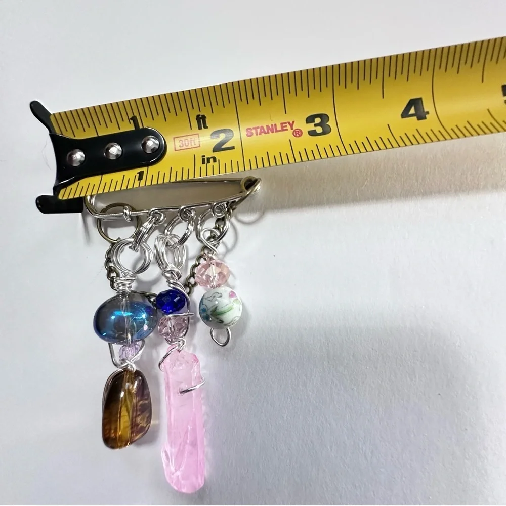Artisan Pink Crystal Brooch | Hand Crafted | Glass Beads Pin Wire-Wrapped OOAK